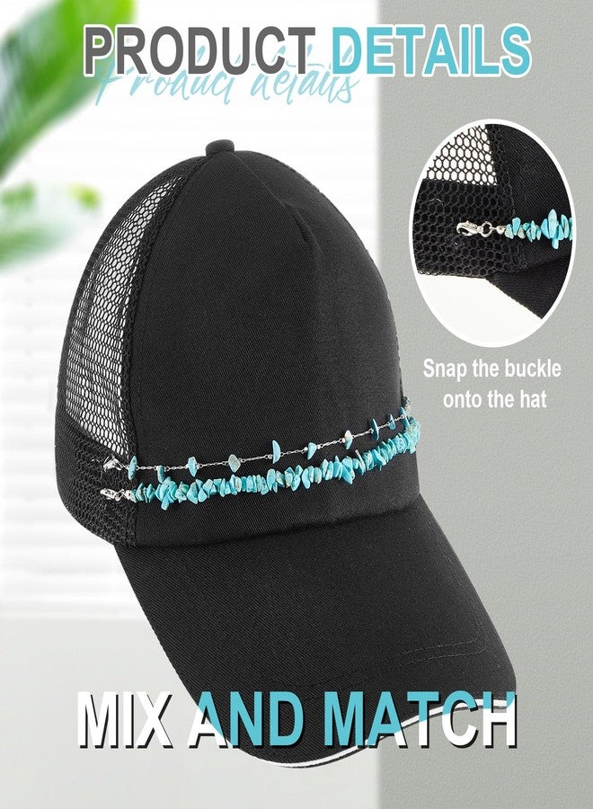 Quelay 9 Pcs Trucker Hat Chains Charms for Women Man Bill Decoration DIY Pearl Metal Chains for Mesh Baseball Cap(Turquoise) - Image 3